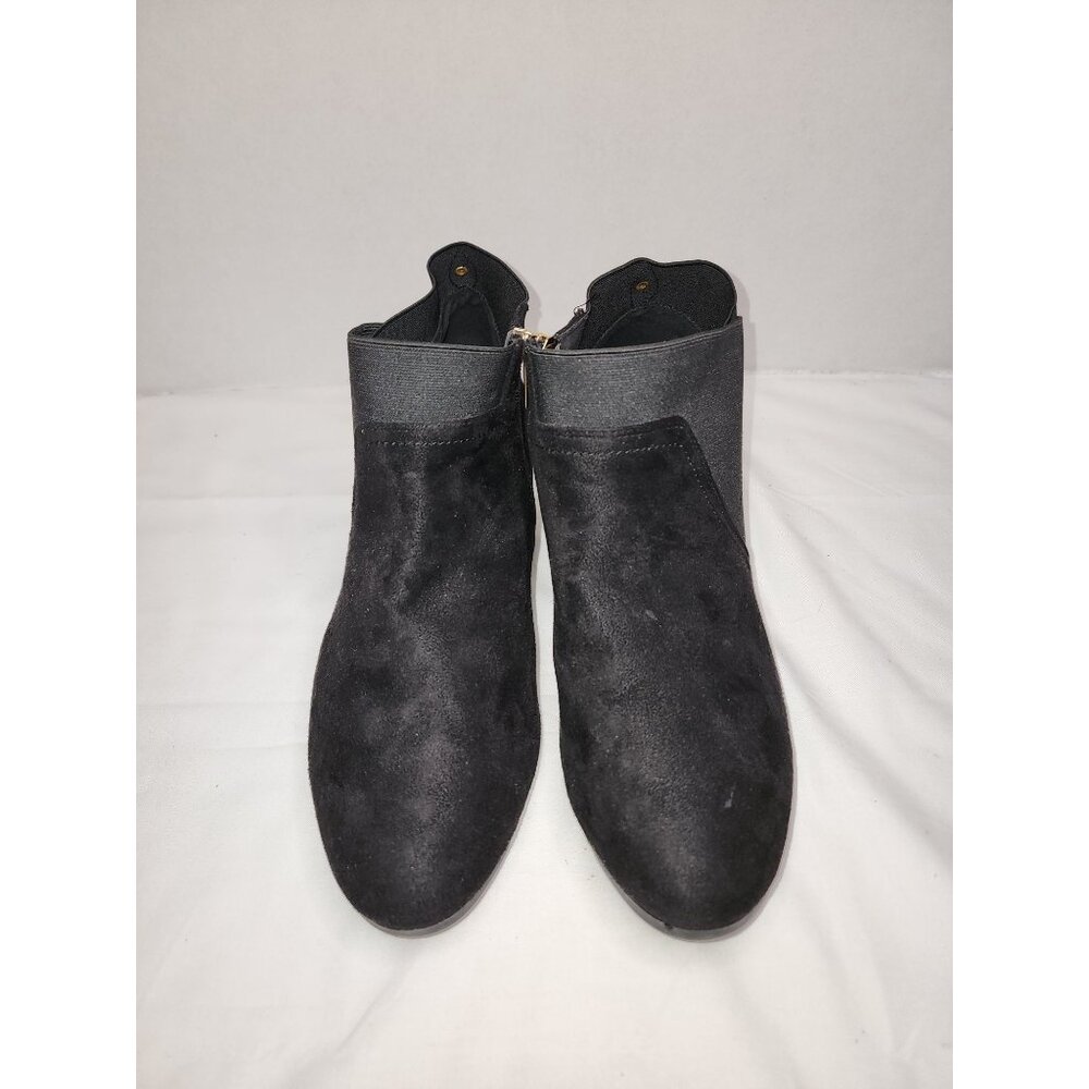 WIDE WIDTH Cloudwalker Womens "KERIA" Gray Wedge Suede Ankle Boots Zip Stretch